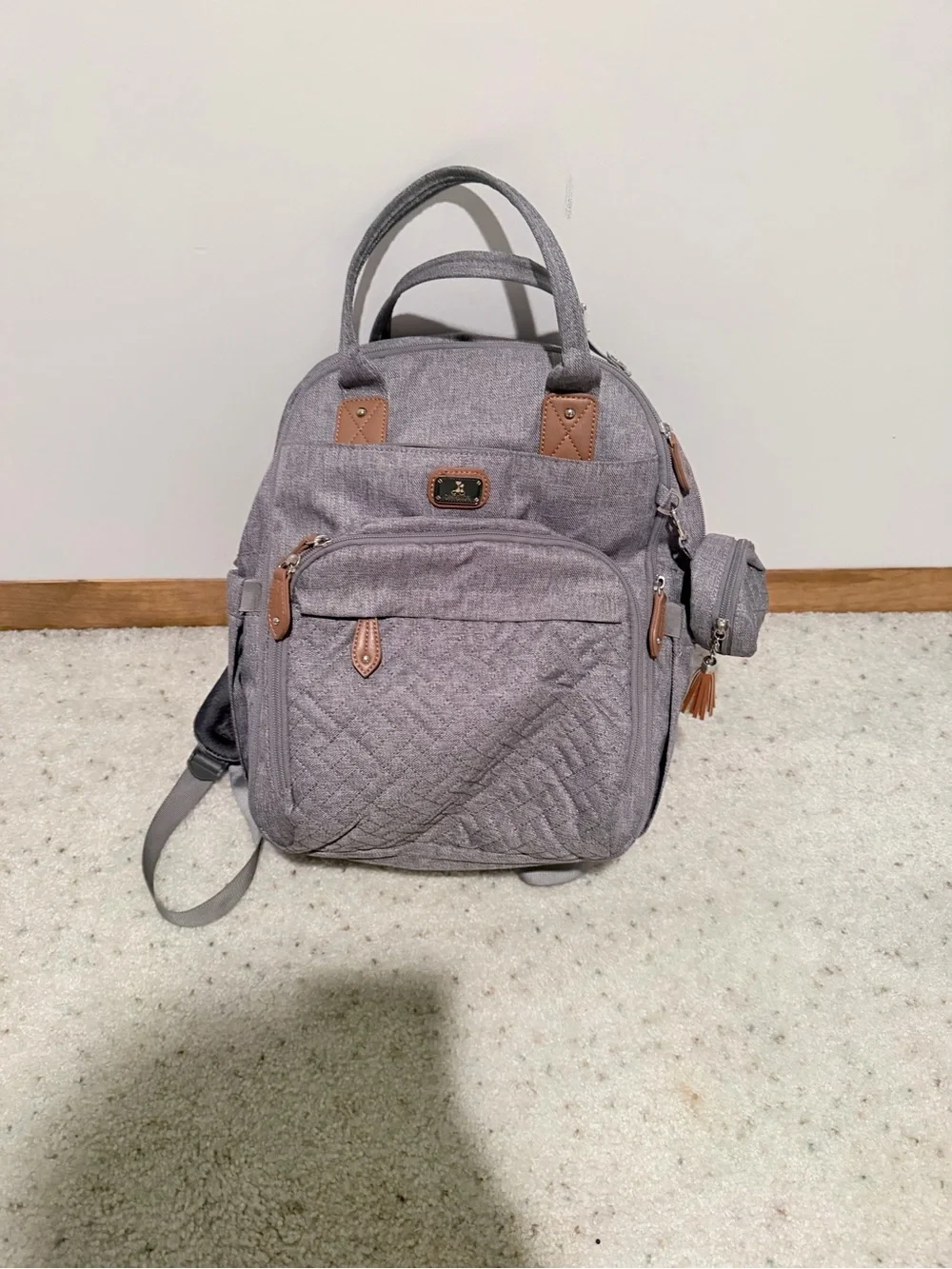 Quilted Gray Women's Backpack Tote - Unbranded